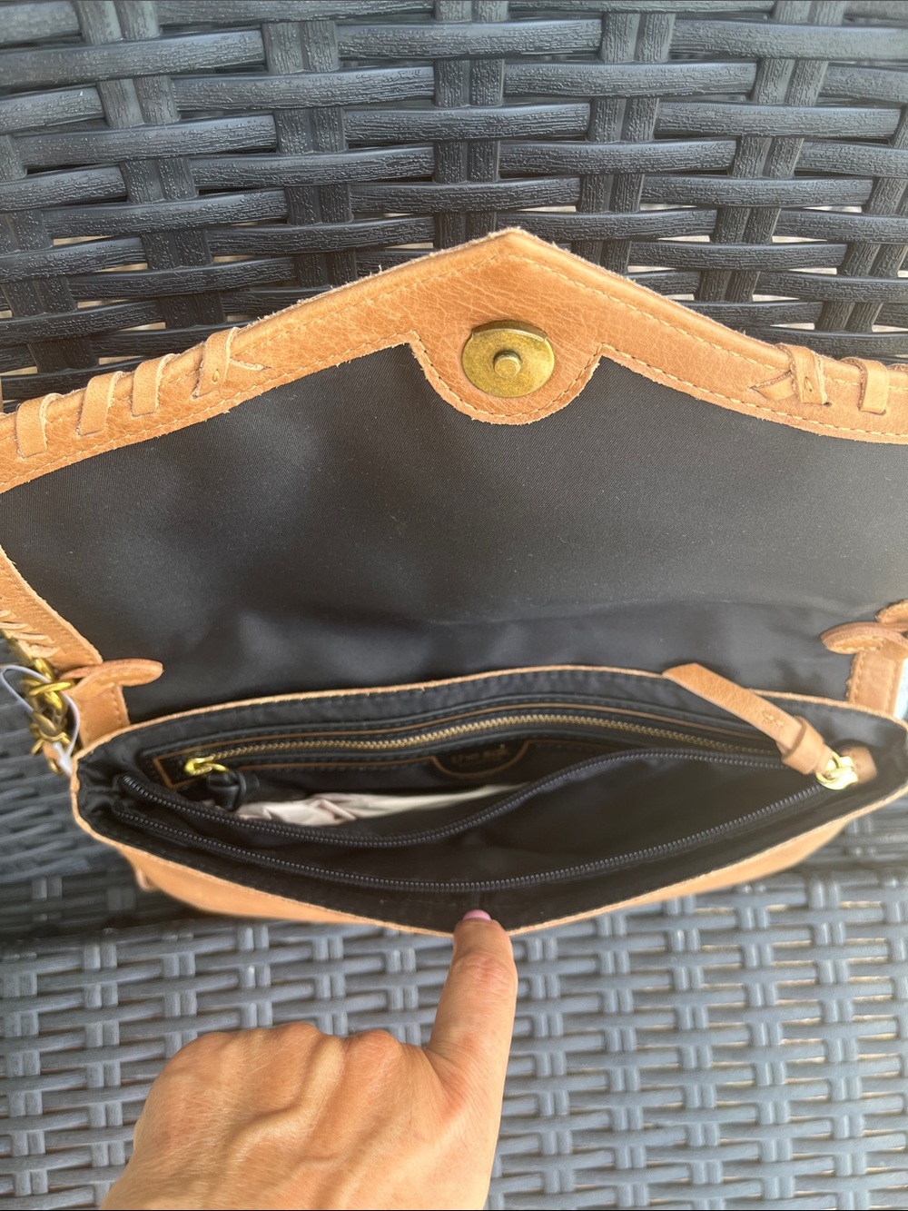 The Sak Tan Leather Crossbody with Whipstitch Accent - Picture 5 of 7